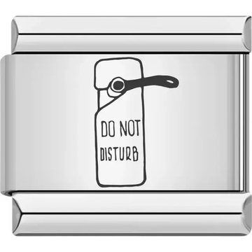 Black outline of a "Do Not Disturb" door hanger Italian charm bracelet link