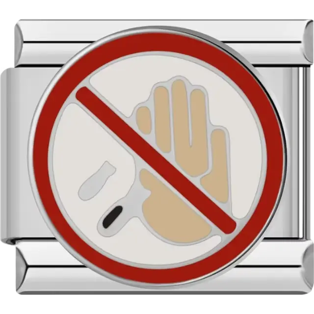 Beige hand with red crossed circle and white background Italian charm bracelet link