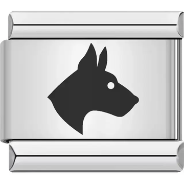 Black doberman profile Italian charm bracelet link