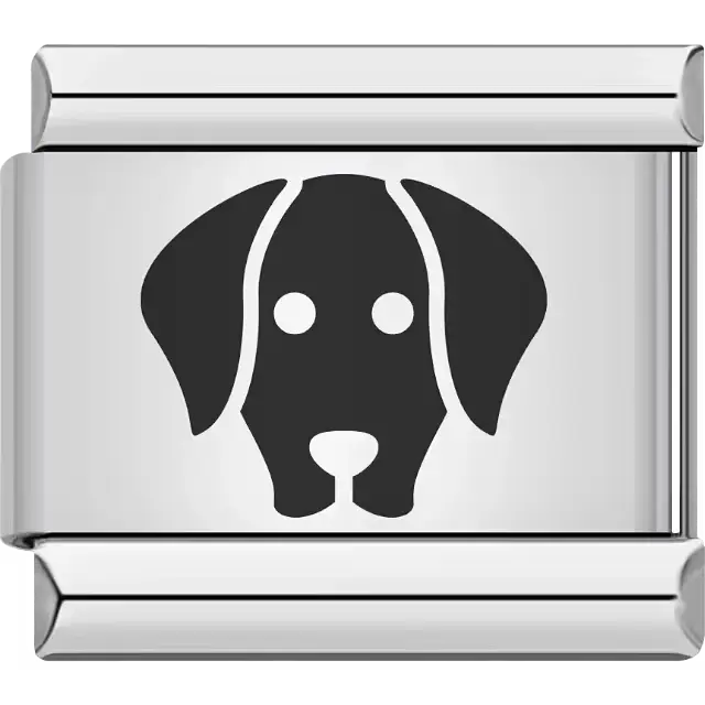 Black dog face Italian charm bracelet link