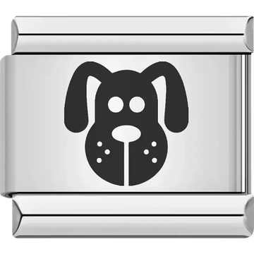 Black dog face Italian charm bracelet link
