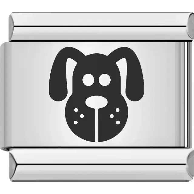 Black dog face Italian charm bracelet link