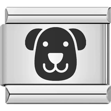 Black simple dog face Italian charm bracelet link