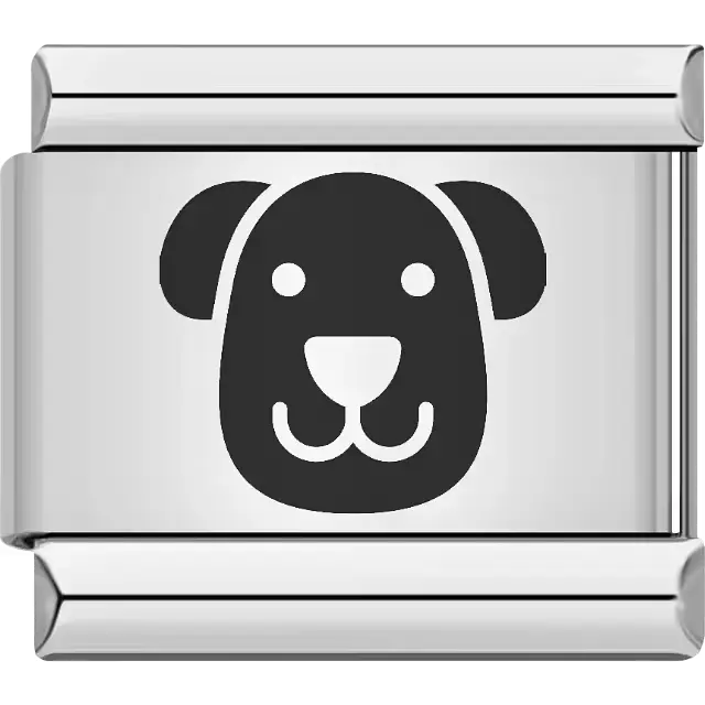 Black simple dog face Italian charm bracelet link