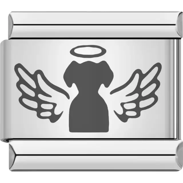 Dog with angel wings and small halo detail Italian charm bracelet link
