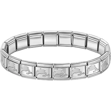 Dolphin charms composing stainless steel Italian bracelet