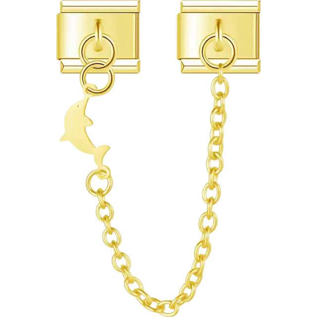 Dolphin cutout with chain connector design Italian charm bracelet link