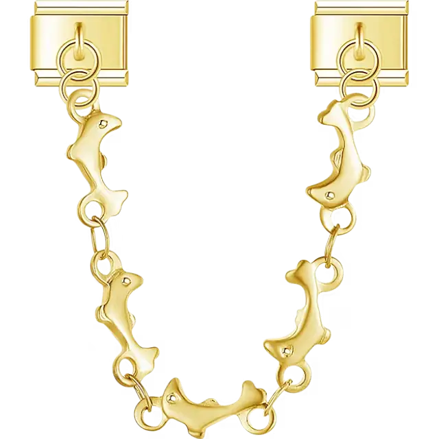 Dolphin link safety chain Italian charm bracelet link