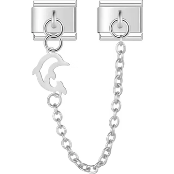 Dolphin cutout with safety chain connector design Italian charm bracelet link