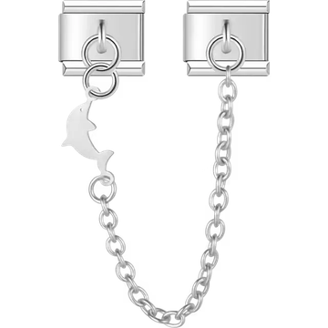 Dolphin cutout with chain connector design Italian charm bracelet link