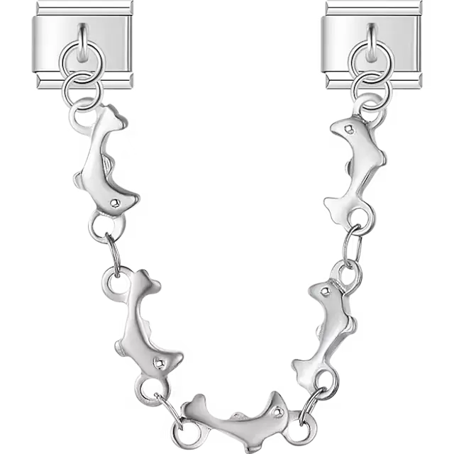 Dolphin link safety chain Italian charm bracelet link