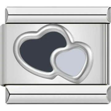 Double heart Italian charm bracelet link