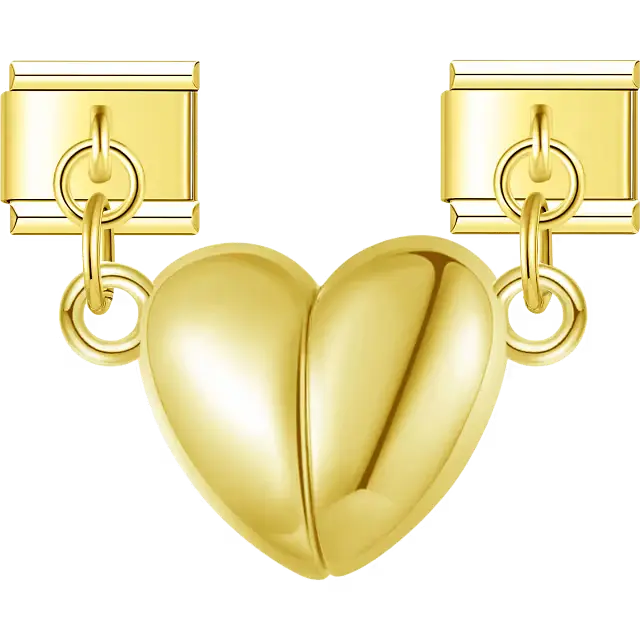  Magnetic heart split between two Italian charm bracelet links
