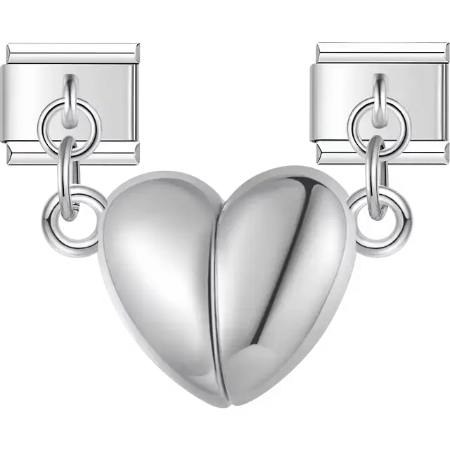  Magnetic heart split between two Italian charm bracelet links