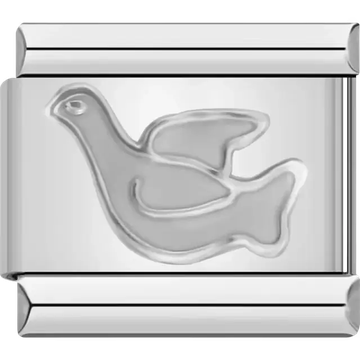 Dove design with embossed details Italian charm bracelet link