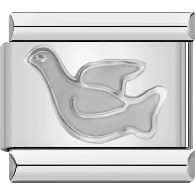 Dove design with embossed details Italian charm bracelet link