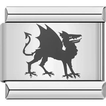 Black dragon silhouette Italian charm bracelet link