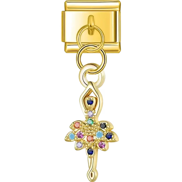 Dragonfly dangle with multicolor crystals Italian charm bracelet link