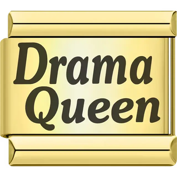 Gold "Drama Queen" text Italian charm bracelet link