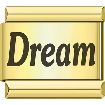 Gold "Dream" text Italian charm bracelet link