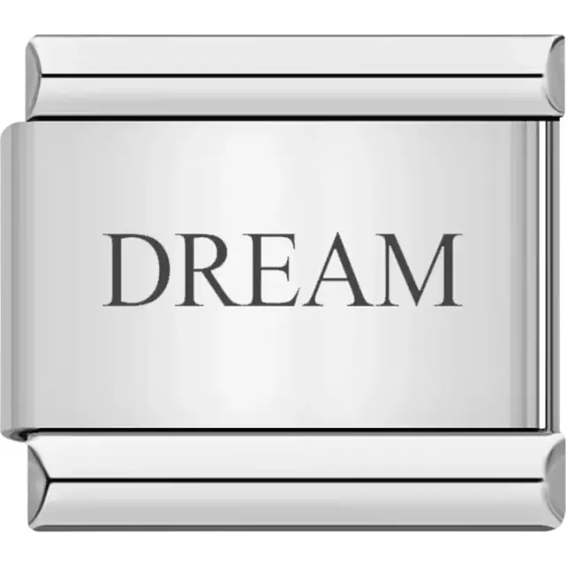Outlined uppercase word "DREAM" Italian charm bracelet link