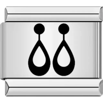 Black drop earrings silhouette Italian charm bracelet link