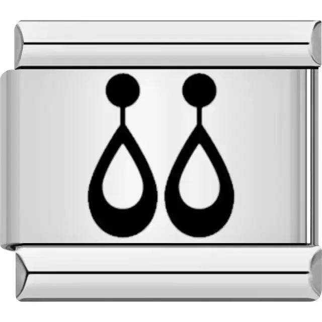 Black drop earrings silhouette Italian charm bracelet link