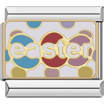 Colorful Easter egg design with "Easter" text and gold accents Italian charm bracelet link
