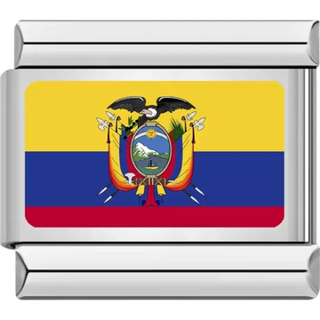 Ecuadorian flag Italian charm bracelet link
