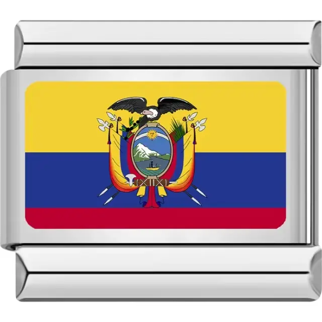 Ecuadorian flag Italian charm bracelet link