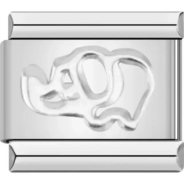 Elephant design with embossed details Italian charm bracelet link