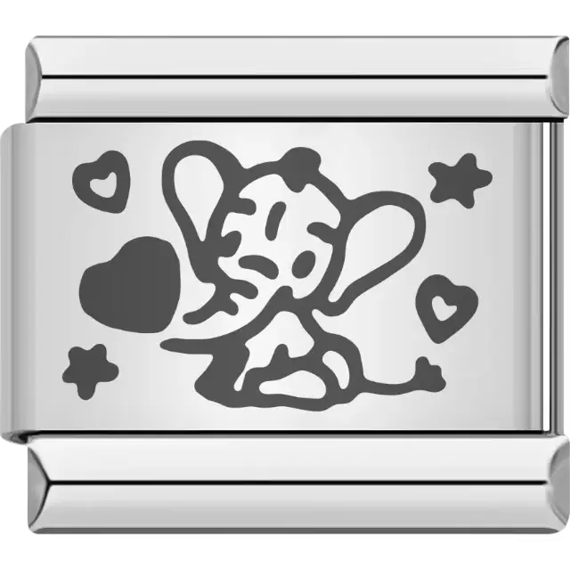 Cute elephant design with hearts and stars detail Italian charm bracelet link