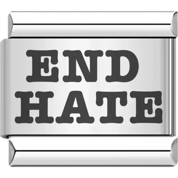 Bold black "END HATE" text Italian charm bracelet link