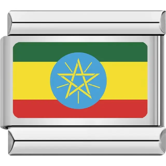 Ethiopian flag Italian charm bracelet link