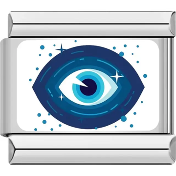 Blue evil eye design Italian charm bracelet link