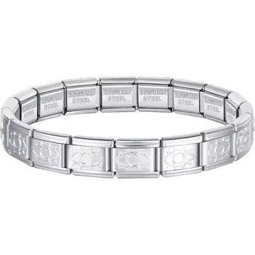Evil eye charms composing stainless steel Italian bracelet