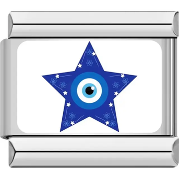 Blue star with evil eye design Italian charm bracelet link