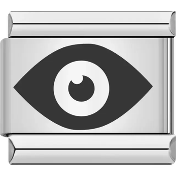 Black and white evil eye symbol detail Italian charm bracelet link