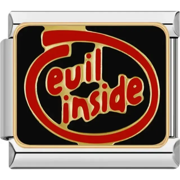 “Evil Inside” text in bold red on a black background Italian charm bracelet link