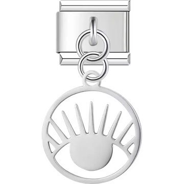 Circle eye cutout dangle Italian charm bracelet link