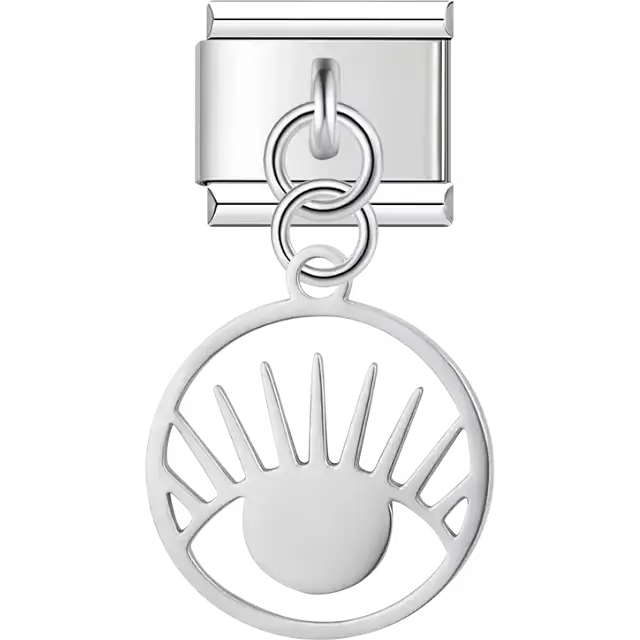 Circle eye cutout dangle Italian charm bracelet link