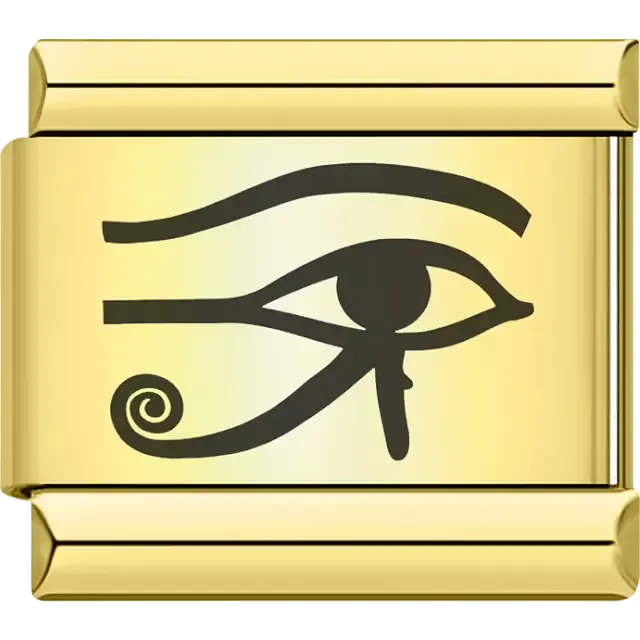 Black Eye of Horus design symbolizing protection and healing Italian charm bracelet link