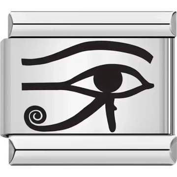 Black Eye of Horus design symbolizing protection and healing Italian charm bracelet link
