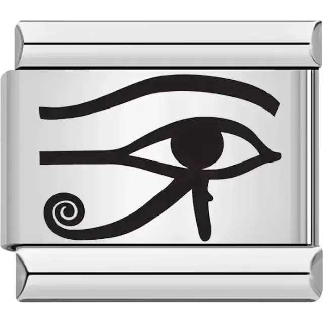 Black Eye of Horus design symbolizing protection and healing Italian charm bracelet link
