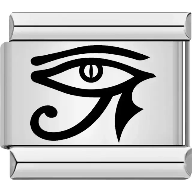 Black Eye of Horus design symbolizing protection and power Italian charm bracelet link
