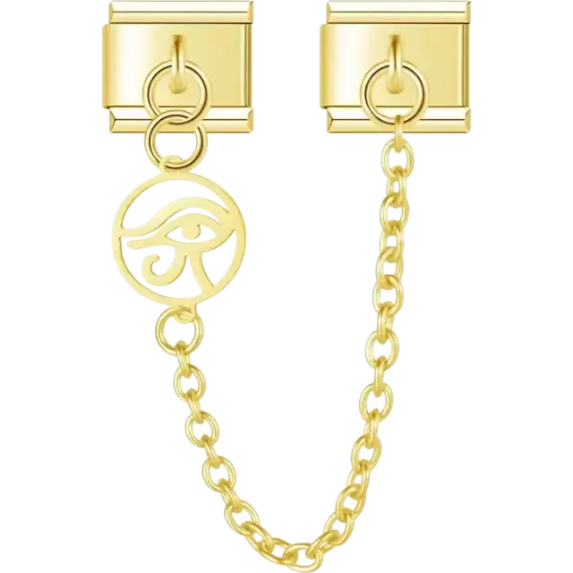 Eye of Horus with safety chain Italian charm bracelet link