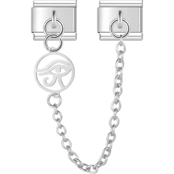 Eye of Horus with safety chain Italian charm bracelet link
