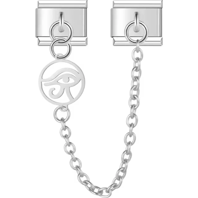 Eye of Horus with safety chain Italian charm bracelet link