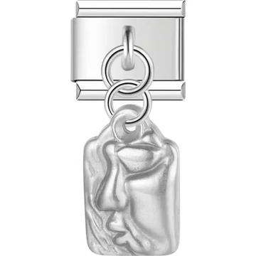 Abstract face design rectangular dangle Italian charm bracelet link