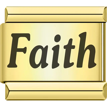 Gold "Faith" text Italian charm bracelet link